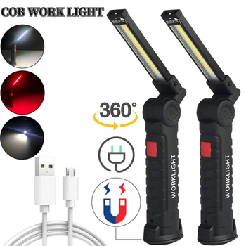 COB USB Reîncărcabilă Lanterna Magnetica Cu 5 Moduri de Lucru cu Led-uri de Lumină rezistent la apa Lanterna pentru Reparații Auto în aer liber Camping