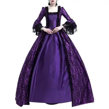 80% VÂNZĂRI LA CALD！！！Renașterii Medievale Regina Rochie De Bal Bell Sleeve Maxi Dress Costum De Halloween