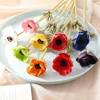 6PCS Artificiale Anemone de Flori Atingere Real Mac Ramuri pentru Nunta Decor Acasă Fals Flori Decoratiuni de Toamna