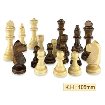 32/34 din Lemn, Piese de Șah Regele Inaltime 105mm Joc de Șah de Înaltă Calitate Set de Șah Standard de Șah cu PU tablă de Șah IA8