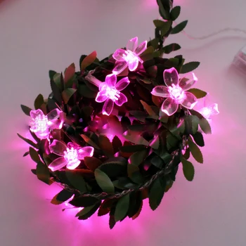 Floare de cires Floare Șir LED Verde Frunze de Lumini Zână 10/20/40/30/50/100 Ghirlanda Led-uri Lampa USB/Baterie/Solar Powered Decoruri
