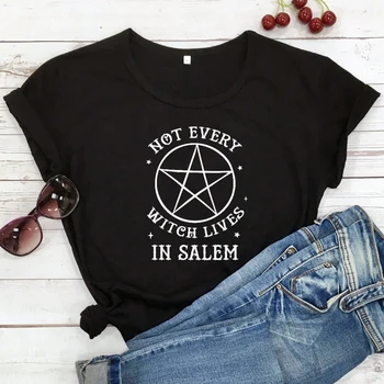 Nu Fiecare Vrăjitoare Locuiește În Salem T-shirt de Vară de Moda anilor ' 90 Grunge Negru Tricou Top Amuzant Femei Crewneck Grafic Wichy Tricou