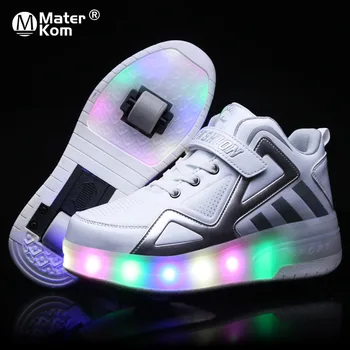 Dimensiunea de 30-40 de Copii Adidași Stralucitoare Roți Duble Băieți Fete Pantofi de Skate Role Cu Lumini de Copii Luminoase Pantofi nu Poate Percepe