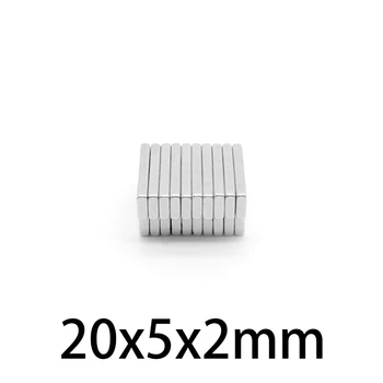 10-200pcs 20x5x2mm Bloc foarte Puternic Magnetice Magneți 20mmx5mmx2mm Permanenti Neodim Magnet Dreptunghiular 20*5*2 mm