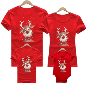 Crăciun ren Familie haine de potrivire tricou Mami Tati Copii T-shirt red Crăciun Imprimare mama copii de familie Îmbrăca haine