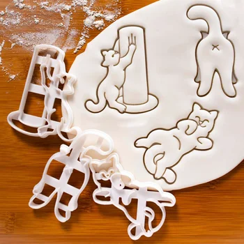 3D Cat Forma Tăietori Cookie Mucegai de Animale Drăguț Kitty Cat Bakeware Instrument DIY Pentru copii Copii de Copt Mucegai Tort Desert Decoratori
