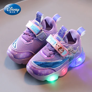 Disney Copii, Casual, CONDUS de Pantofi Pentru Primavara-Toamna Fete Copil Minunat Elsa Printesa Adidași de Moda pentru Copii a Aprins Non-alunecare Pantofi