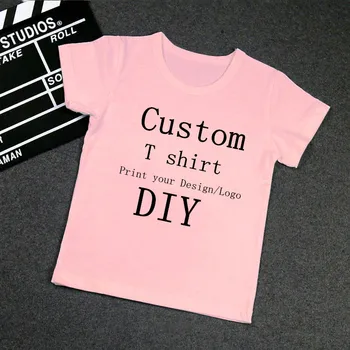 DIY Personalizate de Imprimare Propriul Design/Logo Tricou Copii Fata de T-shirt Roz, Tricouri Top de Vara Copii Cadou de Ziua 3-13Y