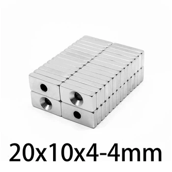 5-100BUC 20x10x4-4mm Puternic Sector, Magnet de Neodim, Gaura 4mm Neodim Magnetic 20x10x4-4mm Bloc Magneți de pământuri Rare 20*10*4-4mm