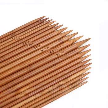 16PCs 2 mm - 6,5 mm Naturale de Bambus Ace de Tricotat Dublu Subliniat Pulover Ac de Cusut Țese Eșarfă, Pălărie Croșetat Cârlige 36cm/25cm
