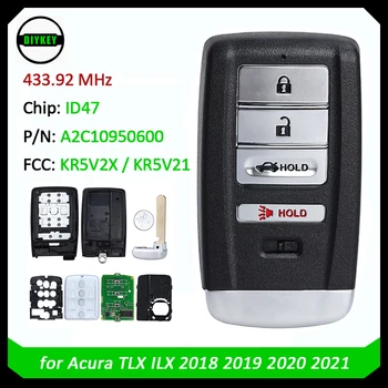 DIYKEY Inteligent de la Distanță Cheie Fob pentru Acura TLX ILX 2018 2019 2020 2021 433,92 MHz ID47 Chip FCC ID: KR5V2X / KR5V21 A2C10950600