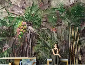 Personalizate 3d Tapet Mural Retro Asia de Sud-est Frunze de Banane Plante Tropicale Perete de Fundal papel de parede cameră decor