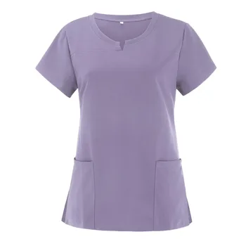 2022 Asistenta Uniforme Femei Short Sleeve V-Neck Scrub Topuri De Vară De Lucru Uniformă Buzunar Scrub Femei Haine Pentru Centru Spa Salon Clinica
