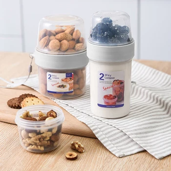 2-strat Sigilat Cutie de Depozitare Rece Pentru a Merge Iaurt cu Cereale Recipient Transparent Proaspete Kepping Alimente Reutilizabile de Sticlă mic Dejun