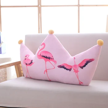 Flamingo roz coroana pernă trei puncte de pluș umplute coroana perna stil nordic stând pad moale canapea acasă perna de spate