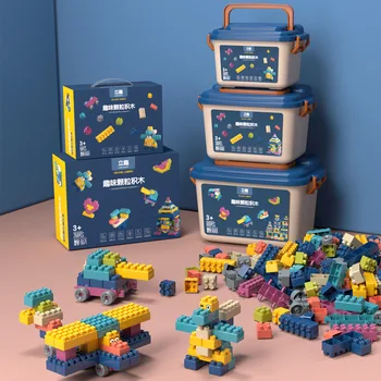 Blocuri de Puzzle Set DIY Amuzant Blocuri de Jucărie Colorat Creative Vrac Cărămizi Devreme Jucarii Educative pentru Copii Cadouri pentru Copii