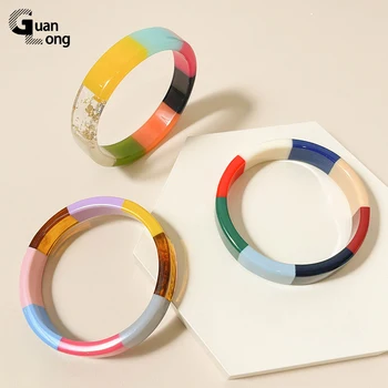 GongLong pline de culoare la Modă Rotunde Brățară Bratari pentru Femei Moda Bijuterii Acrylic Geometrice Manșetă Bratari Designer Cadouri Simple