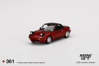 MINI GT 1:64 Mazda Miata MX-5 (NA) Roșu Clasic Faruri Sus / Soft Top LHD turnat sub presiune Model de Masina