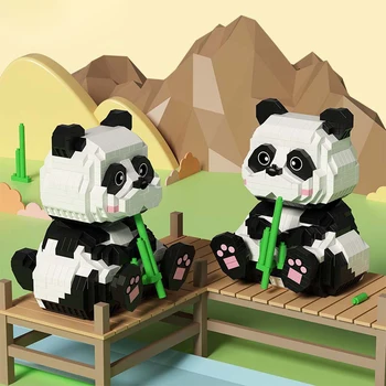 Panda Micro Blocuri de Animale Drăguț Panda Bambus DIY Model Mini Caramida Cifre Jucărie Pentru Copil Ziua de nastere Cadou