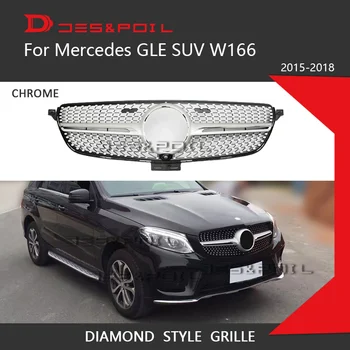 Grila de diamant GLE Class W166 C292 Pentru Mercedes Coupe 4Matic Negru Chrome Fața Curse Grill 2015-2018 GLE300 GLE320 GLE350