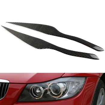 Fibra de Carbon Faruri Spranceana Garnitura pentru BMW Seria 3 E90 E91 2006 2007 2008 2009 2010 2011 Decor Fața Farului dotari