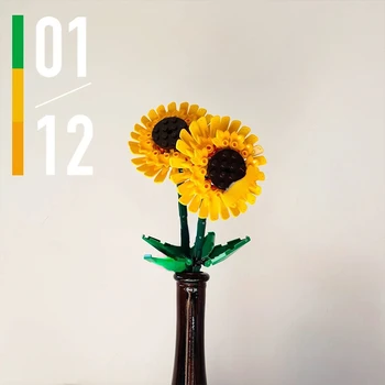 City Art Floarea-soarelui Buchet Blocuri Prietenii Acasă Decor Plant Mini Cărămizi Jucarii pentru Copii, Cadouri Compatibil 40524