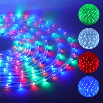 220V 110V CONDUS Coarda Tub LED Strip Șir de Lumini de Basm Impermeabil Rainbow Neon Banda De Grădină în aer liber de Decorare 1m-100m