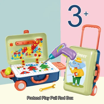 207Pcs Electrice de Foraj Șurub Set 3D Mozaic Puzzle Jucării Pentru Copii Cărămizi de Construcție Jucarii Copii DIY de Învățământ Demontare Jucărie