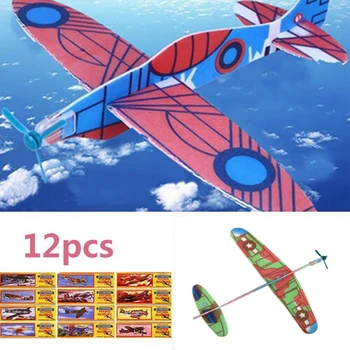 12Pcs DIY de Mână Arunca Avioane de Zbor Planor Avioane de Jucărie Avion Din Spumă Plast Petrecere Sac de Umplutură Copii Jucărie pentru Copii Joc