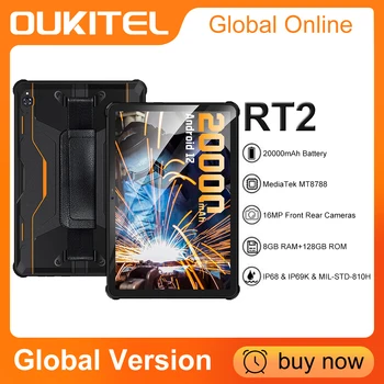 Oukitel RT2 Accidentat Tableta 10.1 inch 20000mAh Octa Core 8GB+128GB IP68 Android 12 Tableta Camera de 16MP 33W Cost Global Vers