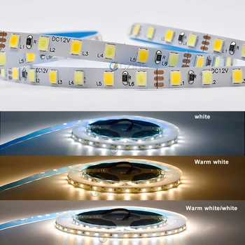 12V 24V 2835 Benzi cu LED-uri de Lumină 5M/Rola Flexibila LED Bandă de Lumină Panglică 120 Leduri/M Alb+Alb Cald Culoare pentru Decor Acasă