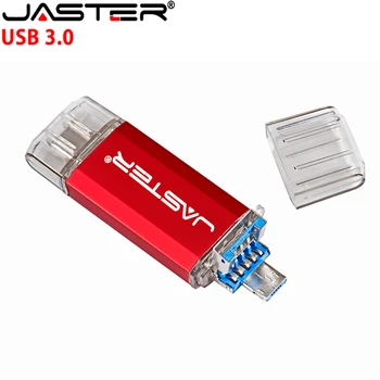 JASTER OTG 3 in 1 USB Flash Drive USB3.0 & Type-C & Micro USB 512GB ssd de 128GB, 256GB 64GB 32GB 16GB Pendrives Pen Drive Cle USB