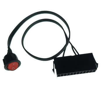 Server PC ATX PSU 24Pin de sex Feminin Soclu Starter Buton Comutator Cablu de Alimentare 18AWG de Auto-Blocare în Formă de Barcă 50cm Indicatorul luminos de culoare Roșie