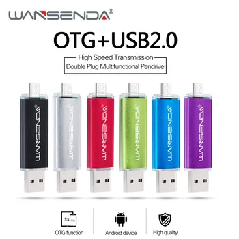 WANSENDA OTG USB Flash Drive Metal Pen Drive 16GB 32GB 64GB, 128GB, 256GB Pendrive 2 IN 1 Micro USB Stick pentru SmartPhone/Tableta/PC