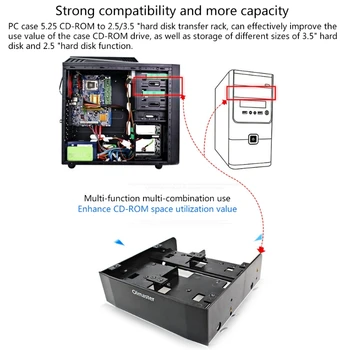 OImaster D-8802 HDD Cage Raft Multi-functional Hard Disk de Conversie Rack Standard de 5.25 Inch Dispozitiv pentru 6 x2.5