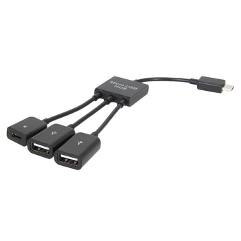 3-în-1 Multi-funcție Dual Micro USB Host OTG Hub Cablu Adaptor de sex Masculin la Feminin Dual Micro USB 2.0 Host OTG Cablu Adaptor Hub