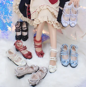 Japoneze kawaii fata dulce lolita pantofi vintage cap rotund toc gros pantofi femei drăguț dantela bowknot kawaii pantofi loli cosplay