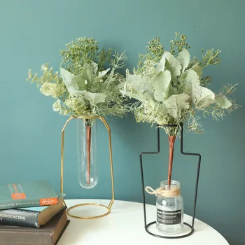 Vânt cu Iarbă de Argint Frunze de Crizantema Floare Artificială Fabrica de Simulare de Flori, Plante Verzi en-Gros de Decoratiuni de Nunta