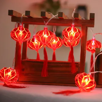 Lanterna roșie Chineză Nod LED Șir de Lumini de Crăciun Baterii Decoratiuni de Nunta de Anul Nou Chinezesc Decor 3 m 20 Lumini