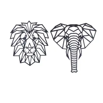 Lemn de Leu, Cap de Elefant Arta de Perete Decor de Culoare Neagră Regele din Lemn Geometrice 3D Decor Pentru Casa Noua 2021 Moderne Decoratiuni