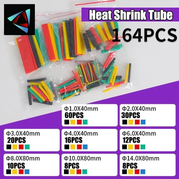 164pcs 132pcs Heat Shrink Tube Kit Scădere Asortate Izolație de Poliolefină Sleeving Heat Shrink Tubing Cablu 8 Dimensiuni de 2:1 s