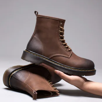Cizme Barbati Top Mare de Pluș Cald Pantofi de Lucru Bărbați Versatil Mijloc de Sus Deșert Cizme de Iarnă pentru Bărbați Cizme de Moda pentru Bărbați Botte Homme