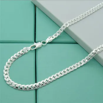 Noi 925 Sterling de Argint Colier Unisex 5MM Plat Snake Link-ul Lanț cu Incuietoare Homar Collares Coliere Pentru Femei, Bărbați Bijuterii Cadou