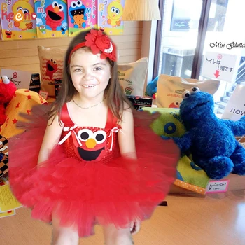 Mana Elmo Inspirat Fete Rochie Tutu pentru Ziua de nastere sau la Scoala Joc Tinuta de Vara pentru Copii Rochie pentru Copii Concurs de Arc Rochie