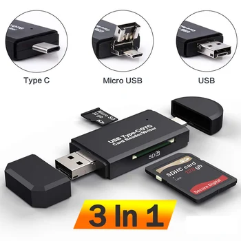 SD Card Reader USB C Cititor de Carduri 3 În 1 USB 2.0 TF/Mirco SD Inteligent Cititor de Carduri de Memorie de Tip C OTG Flash Drive Cardreader Adaptor