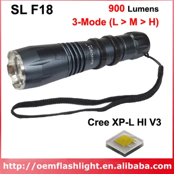 SL F18 Cree XP-L HI V3 Alb Cald 3000K / 4500K Alb Neutru / Alb 6500K 1000 Lumeni 3-Modul P60 Lanterna LED-uri - Negru (1 buc)
