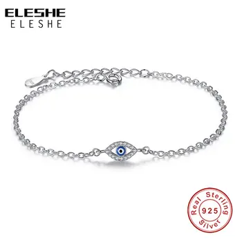 Clasic Argint 925 Bratari Albastru Norocos Ochi de Cristal Zircon Reglabil Lanturi Bratari pentru Femei la Modă de Bijuterii