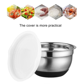 Inox Tacamuri Ustensilă De Bucătărie Bol Silicon Jos Container Pentru Alimente Din Otel Inoxidabil Non-Alunecare Cu Capace