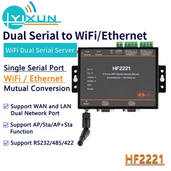 Dual serial WIFI server HF2221 Industriale Modbus 2-Port Serial Server RS232/RS485/RS422 la internet wi-fi Ethernet Device Module DTU
