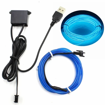 1/2/3/5/10M EL Wire Cu 5V USB Controller Lumina de Neon LED lampă Flexibilă Sclipire Strălucire Coarda Tub de Sârmă Impermeabil Benzi cu LED-uri